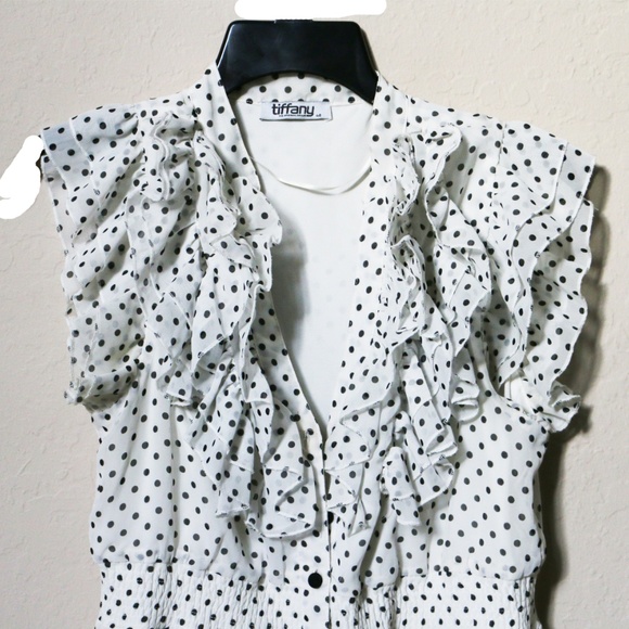White Chiffon Polka Dot Dress - Picture 2 of 3